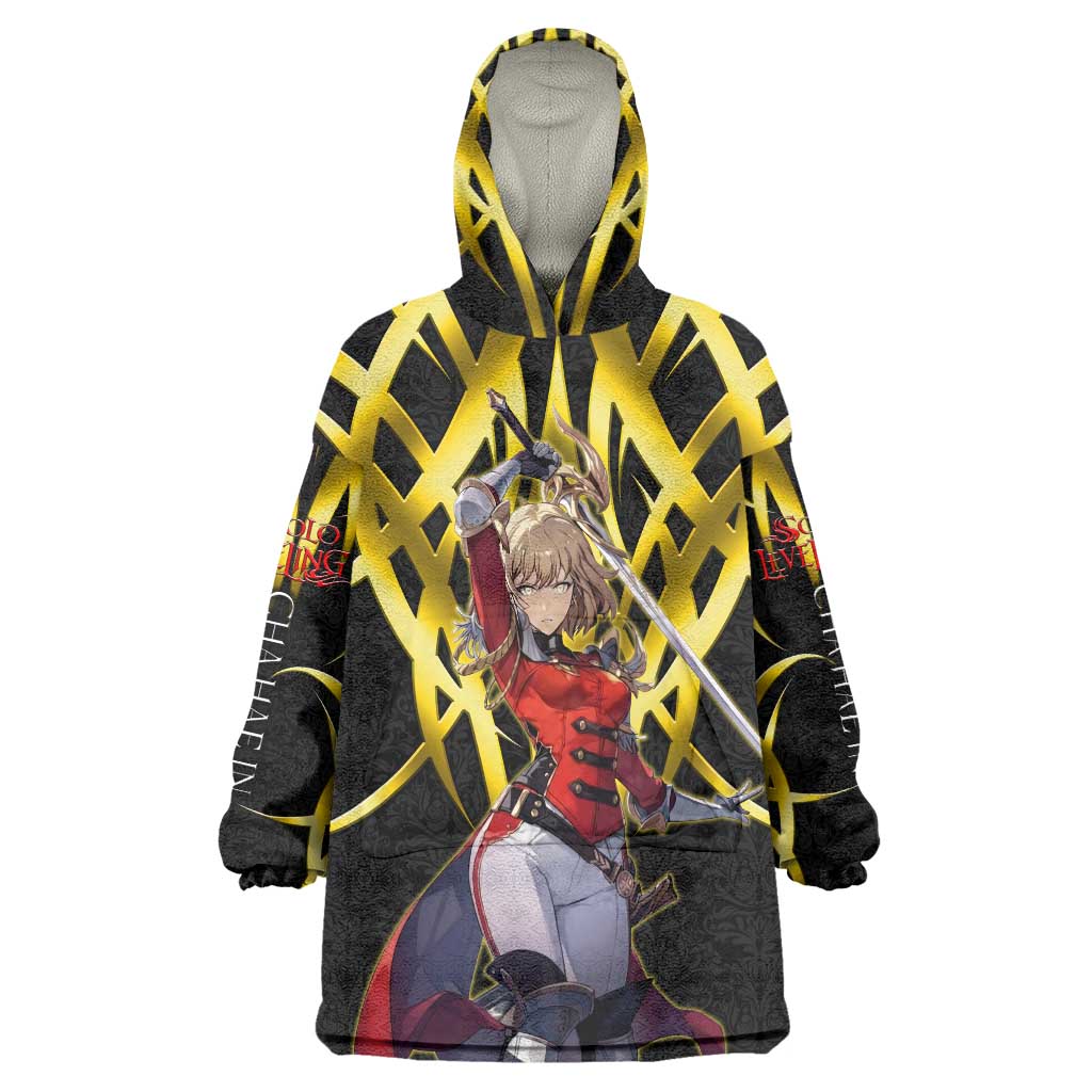 Cha Hae In Solo Leveling Wearable Blanket Hoodie Golden Bladecore Anime Style