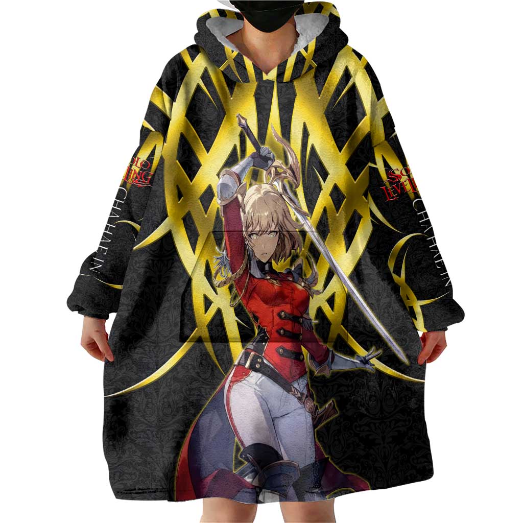 Cha Hae In Solo Leveling Wearable Blanket Hoodie Golden Bladecore Anime Style