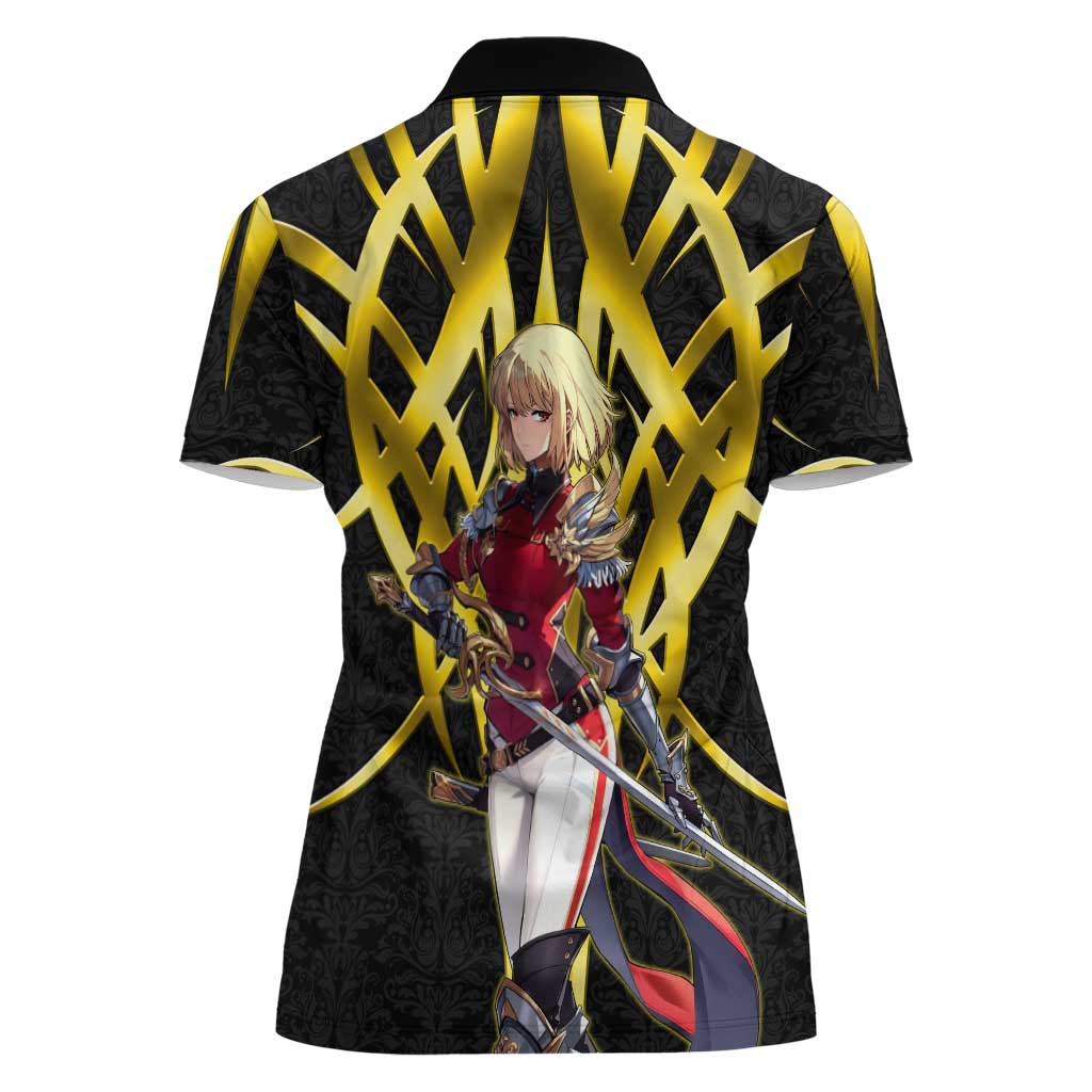 Cha Hae In Solo Leveling Women Polo Shirt Golden Bladecore Anime Style
