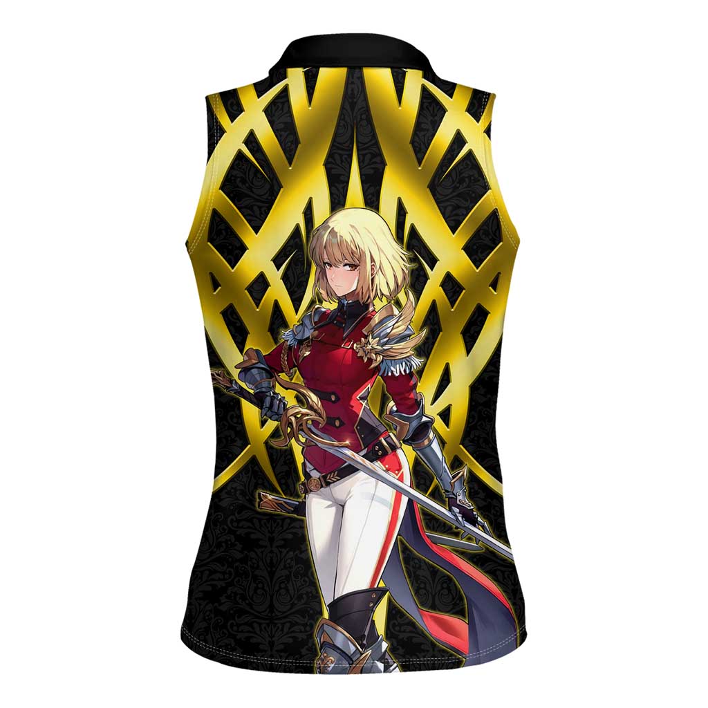 Cha Hae In Solo Leveling Women Sleeveless Polo Shirt Golden Bladecore Anime Style