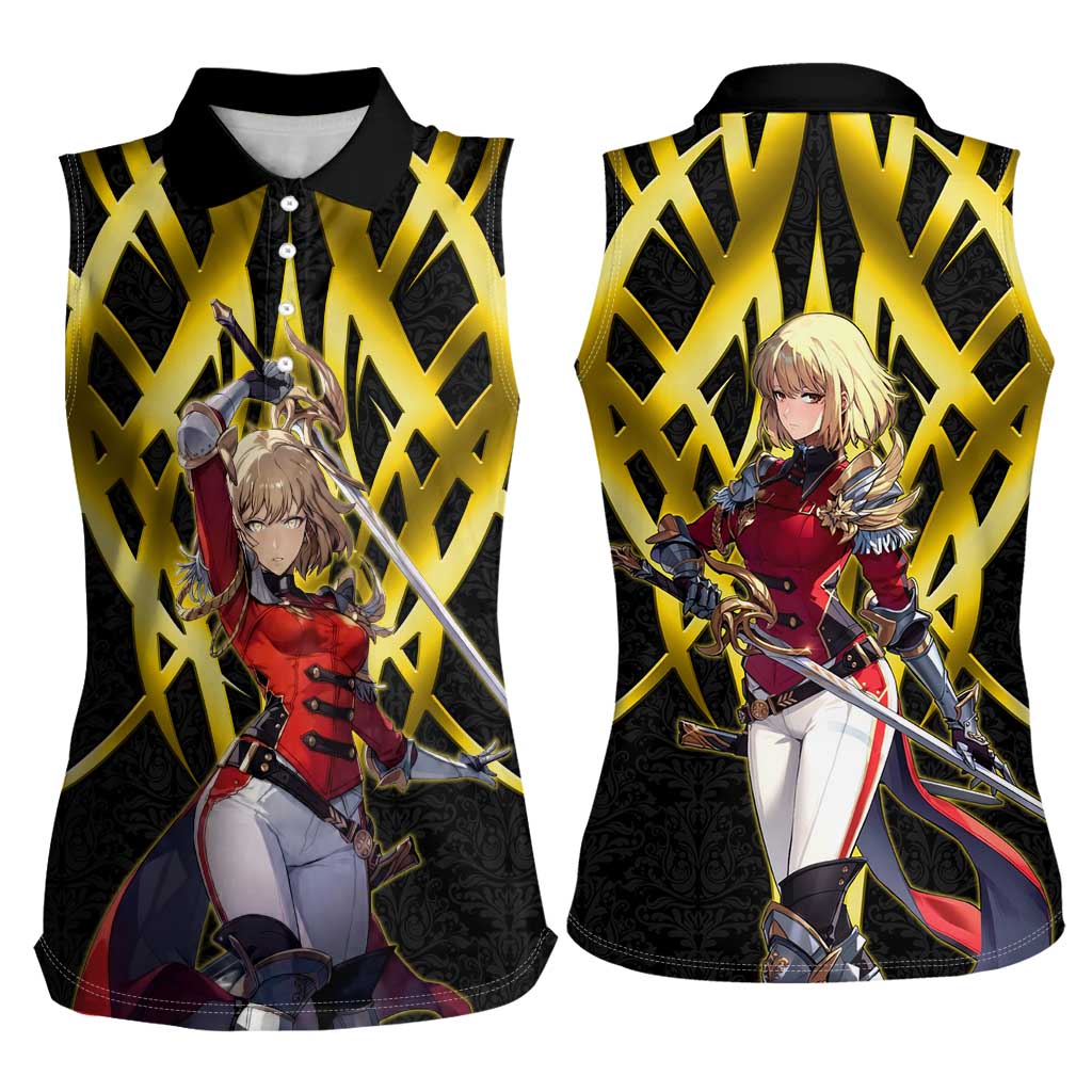 Cha Hae In Solo Leveling Women Sleeveless Polo Shirt Golden Bladecore Anime Style