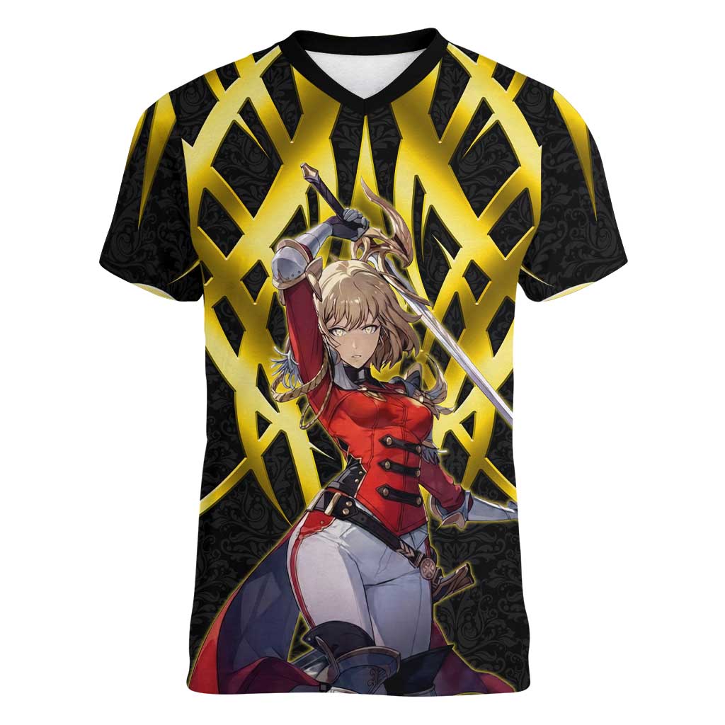 Cha Hae In Solo Leveling Women V-Neck T-Shirt Golden Bladecore Anime Style