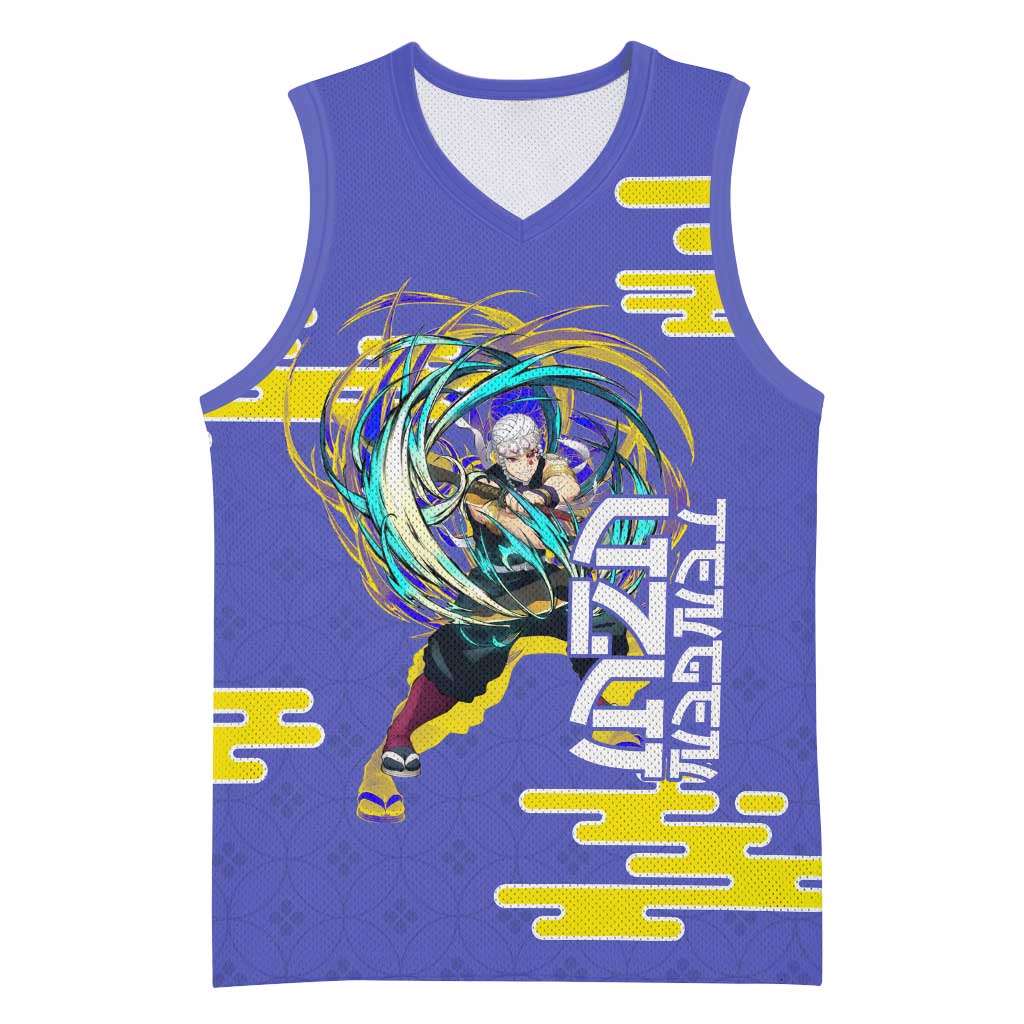 Tengen Uzui Demon Slayer Basketball Jersey Vibrant Anime Soundwave Style