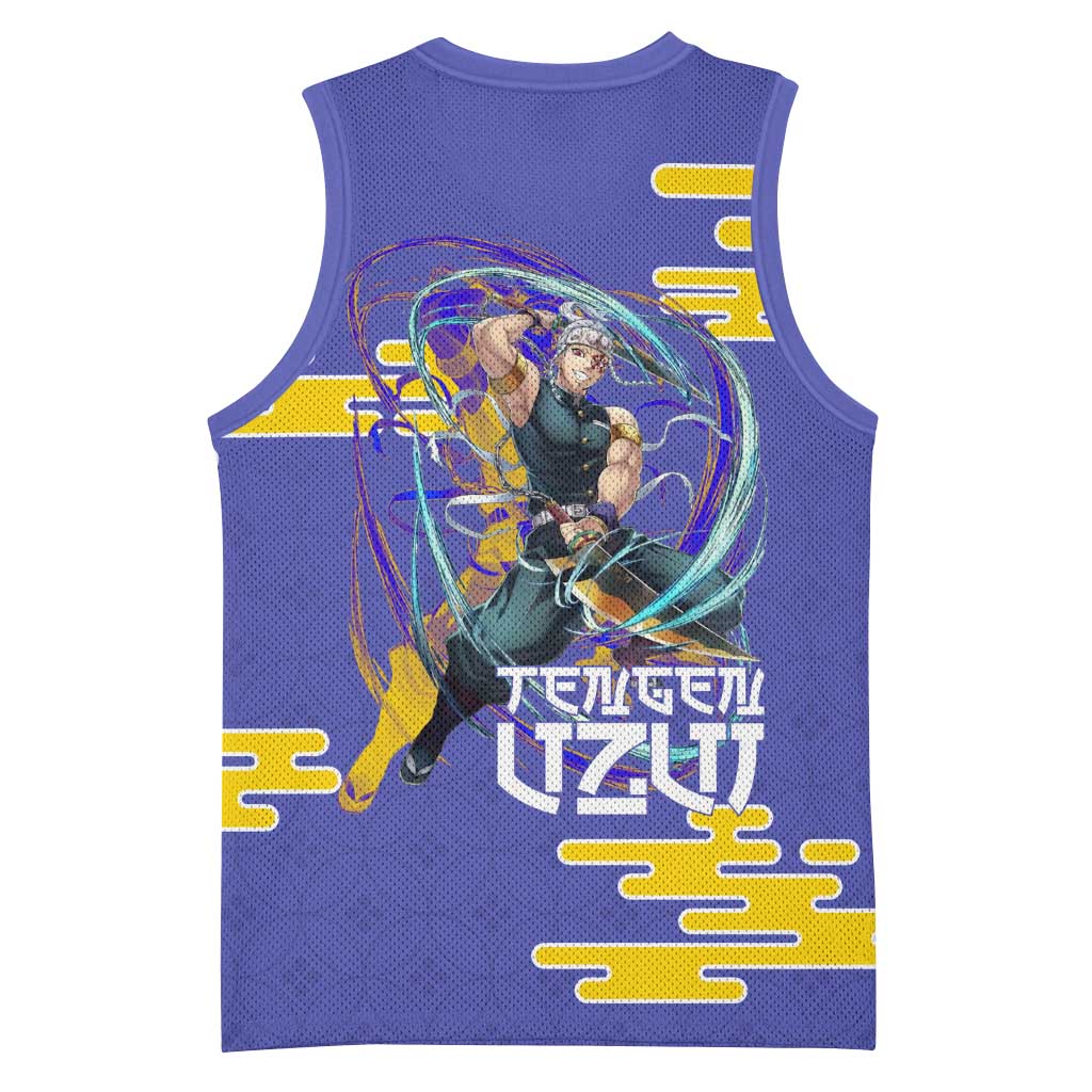 Tengen Uzui Demon Slayer Basketball Jersey Vibrant Anime Soundwave Style