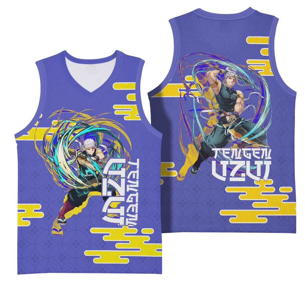 Tengen Uzui Demon Slayer Basketball Jersey Vibrant Anime Soundwave Style
