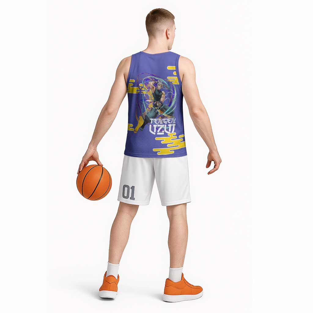 Tengen Uzui Demon Slayer Basketball Jersey Vibrant Anime Soundwave Style