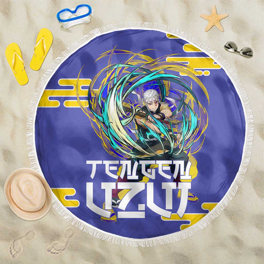 Tengen Uzui Demon Slayer Beach Blanket Vibrant Anime Soundwave Style