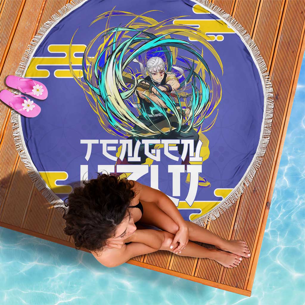 Tengen Uzui Demon Slayer Beach Blanket Vibrant Anime Soundwave Style