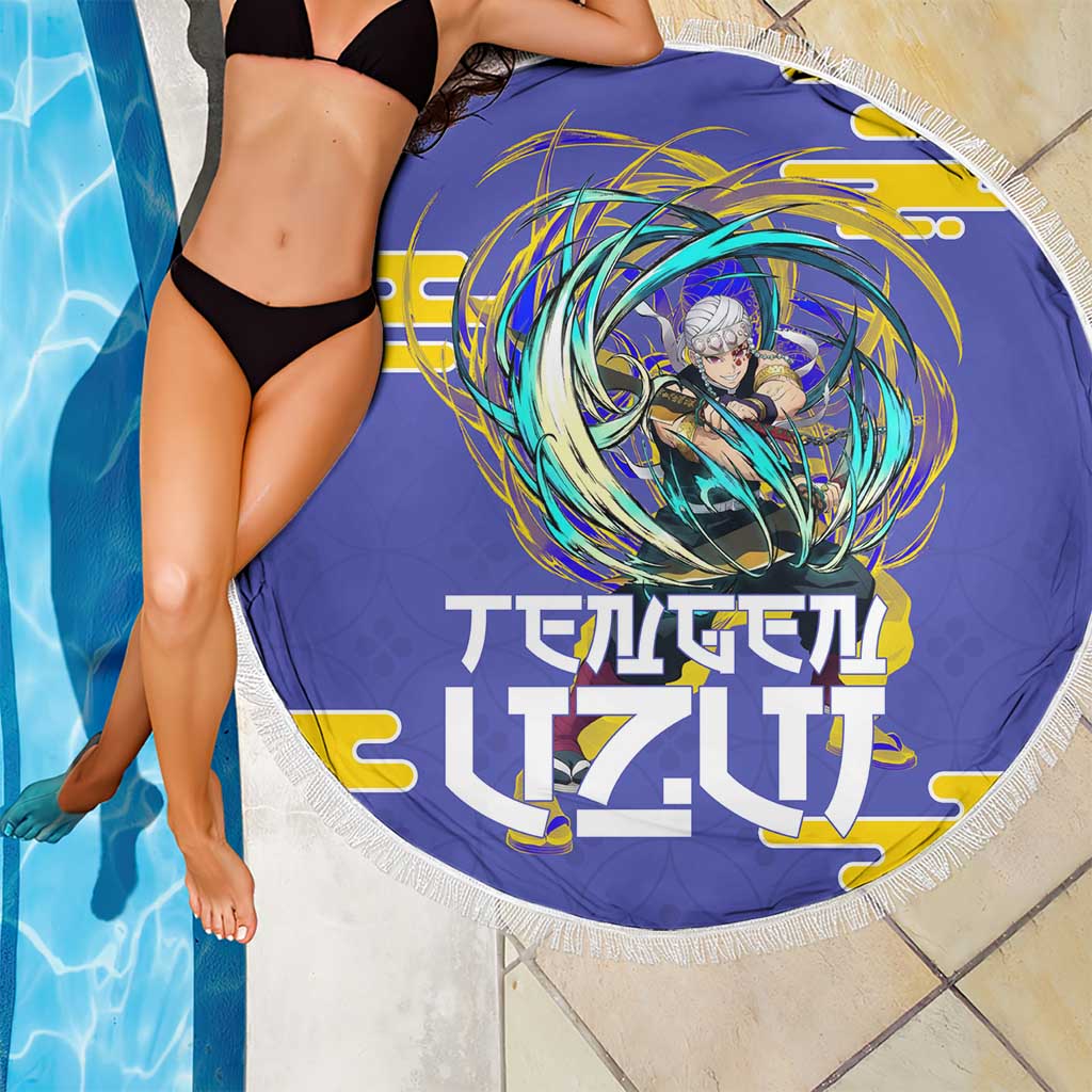 Tengen Uzui Demon Slayer Beach Blanket Vibrant Anime Soundwave Style