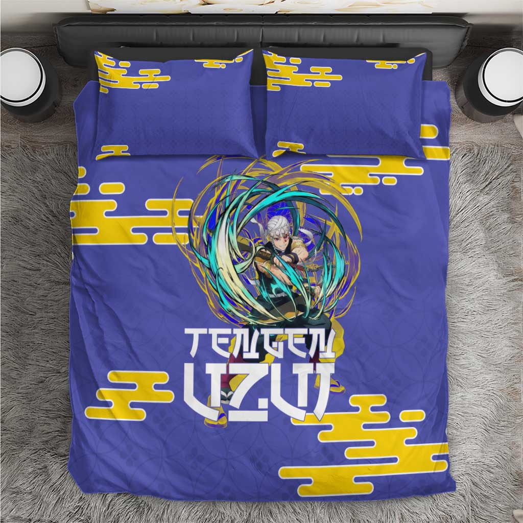 Tengen Uzui Demon Slayer Bedding Set Vibrant Anime Soundwave Style