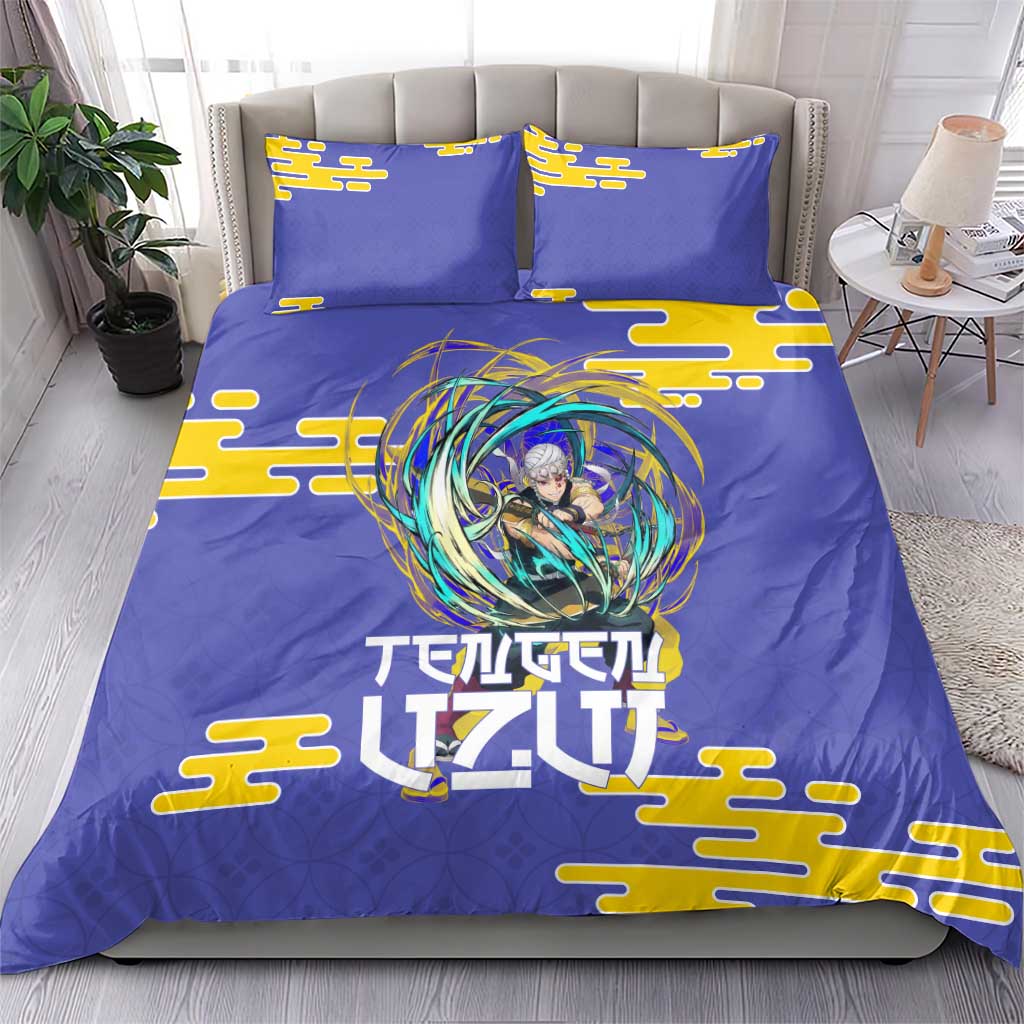 Tengen Uzui Demon Slayer Bedding Set Vibrant Anime Soundwave Style