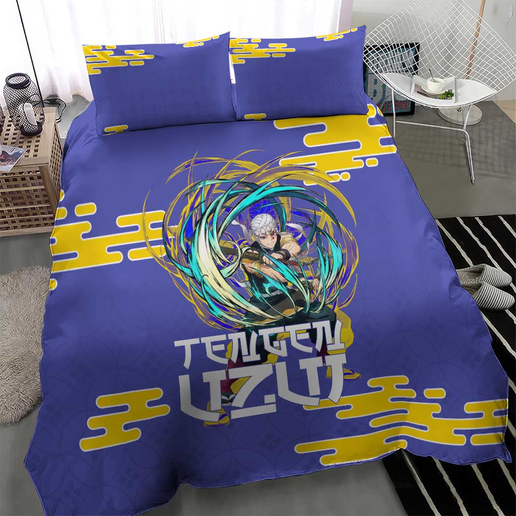 Tengen Uzui Demon Slayer Bedding Set Vibrant Anime Soundwave Style