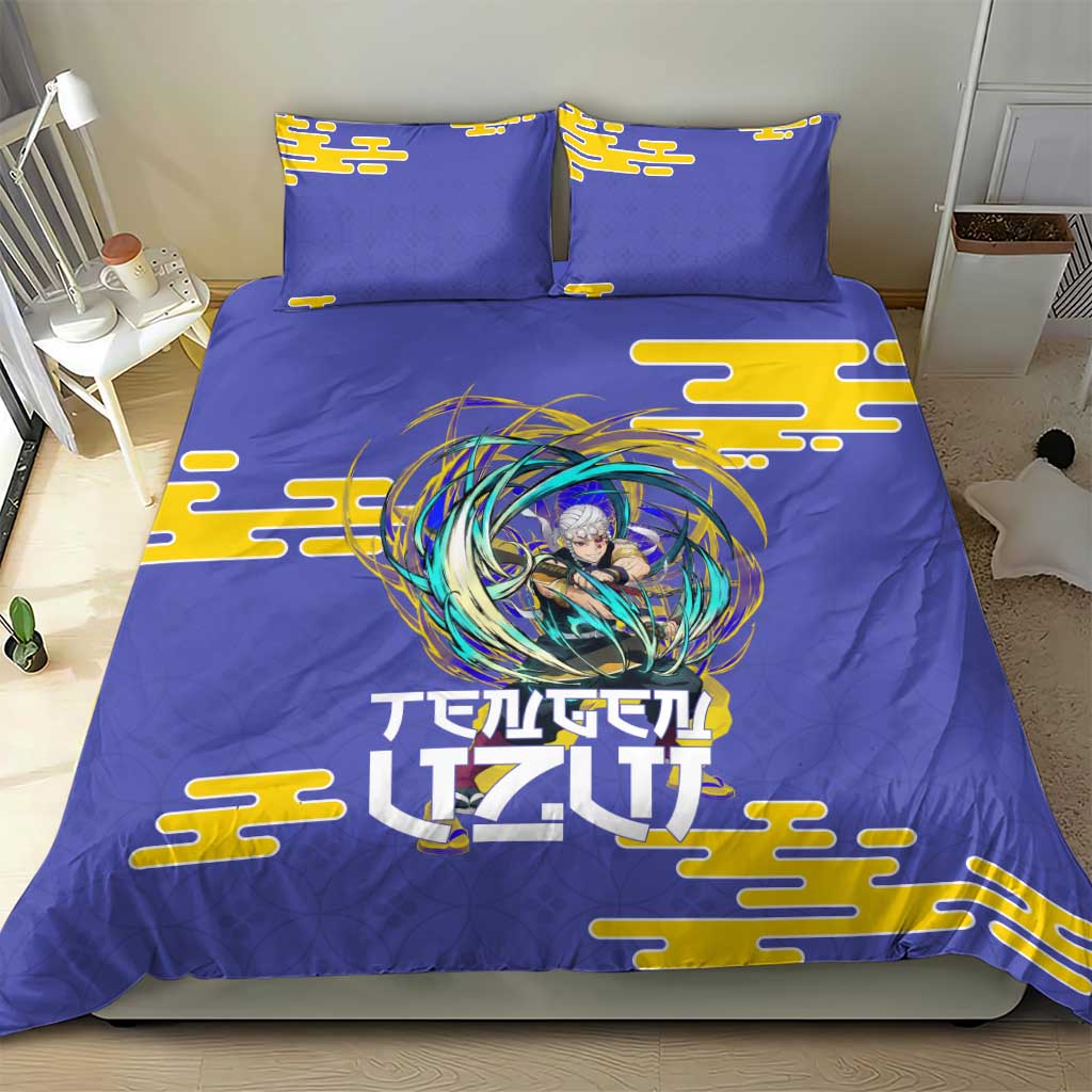 Tengen Uzui Demon Slayer Bedding Set Vibrant Anime Soundwave Style