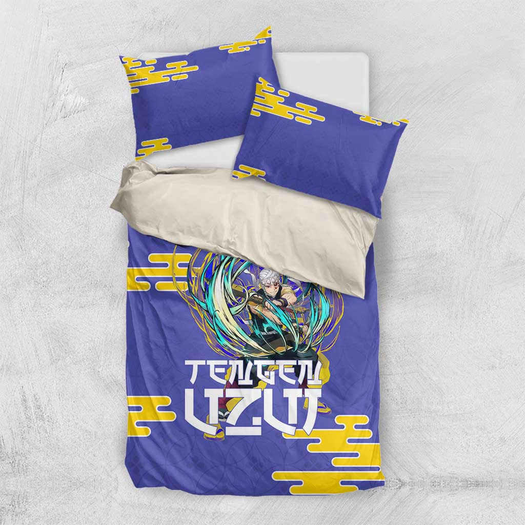 Tengen Uzui Demon Slayer Bedding Set Vibrant Anime Soundwave Style