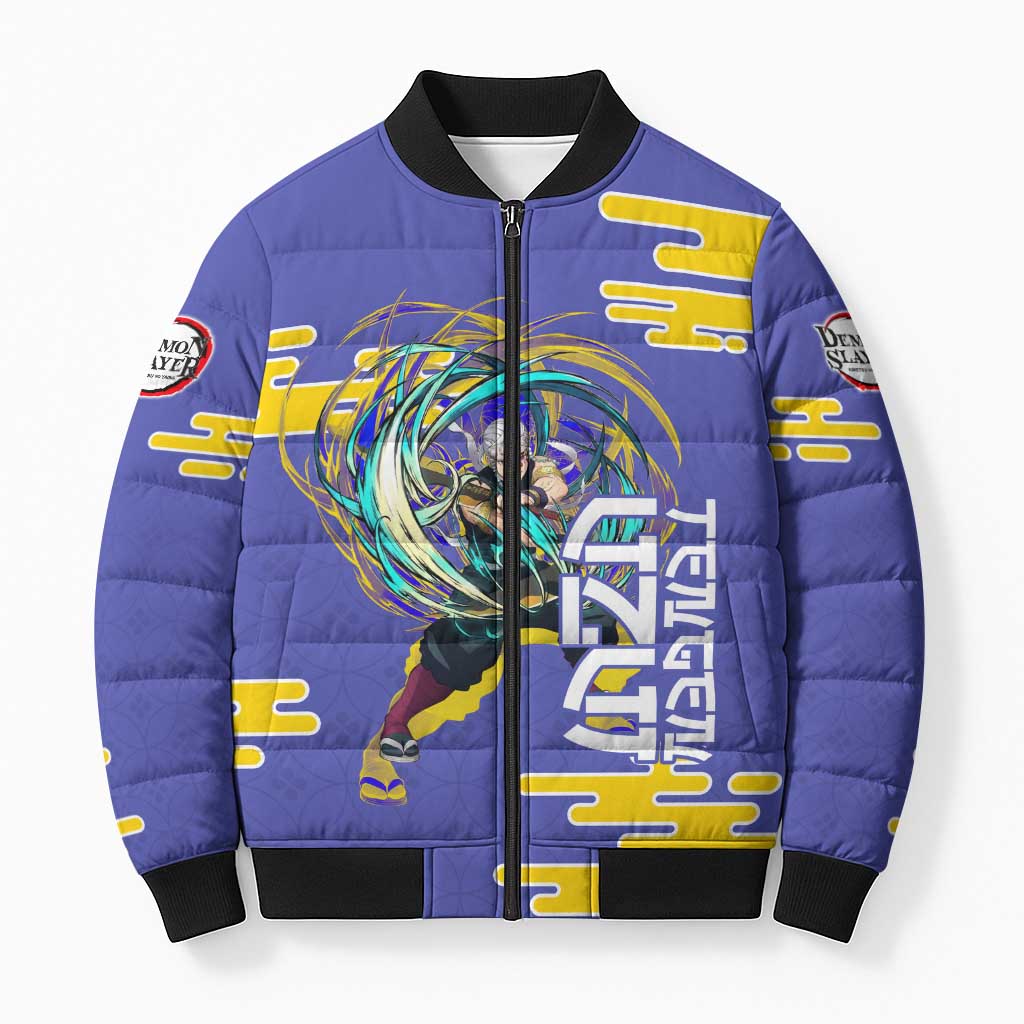 Tengen Uzui Demon Slayer Bomber Puffer Jacket Vibrant Anime Soundwave Style