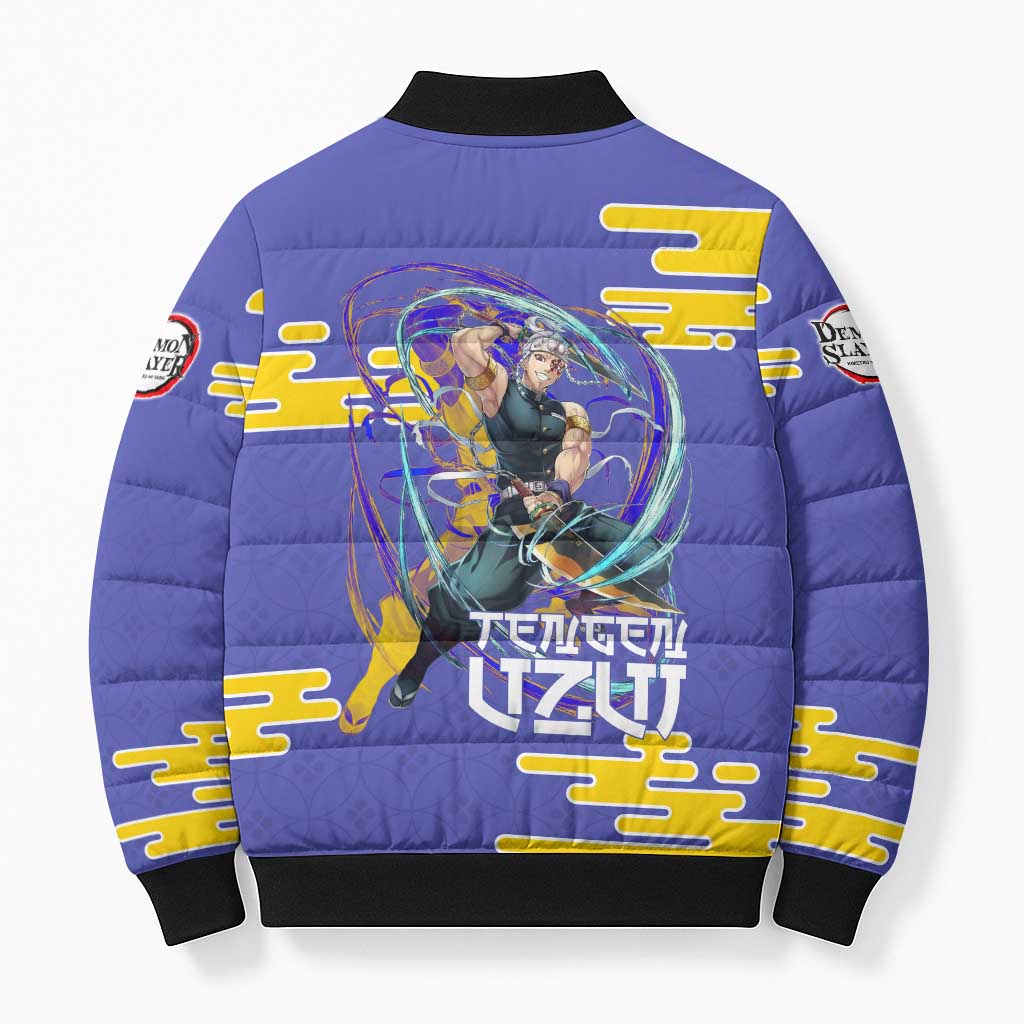 Tengen Uzui Demon Slayer Bomber Puffer Jacket Vibrant Anime Soundwave Style