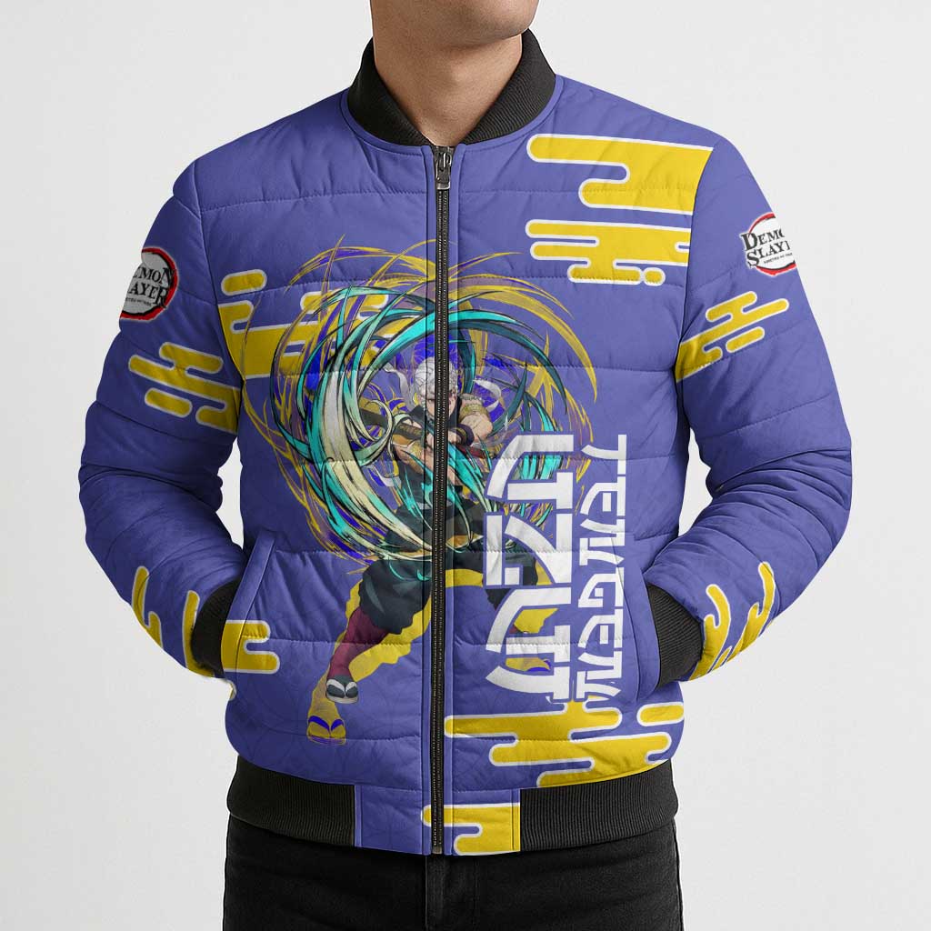 Tengen Uzui Demon Slayer Bomber Puffer Jacket Vibrant Anime Soundwave Style