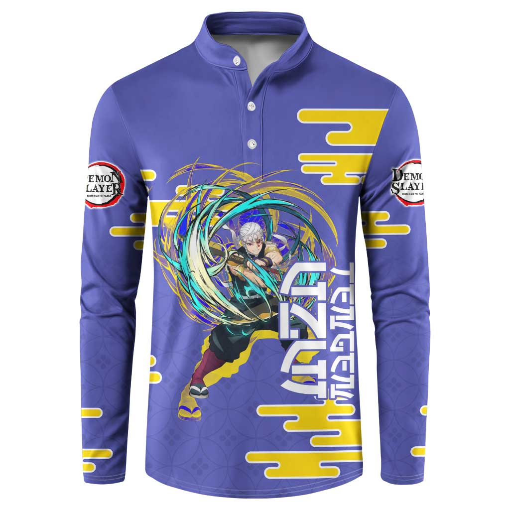 Tengen Uzui Demon Slayer Button Sweatshirt Vibrant Anime Soundwave Style