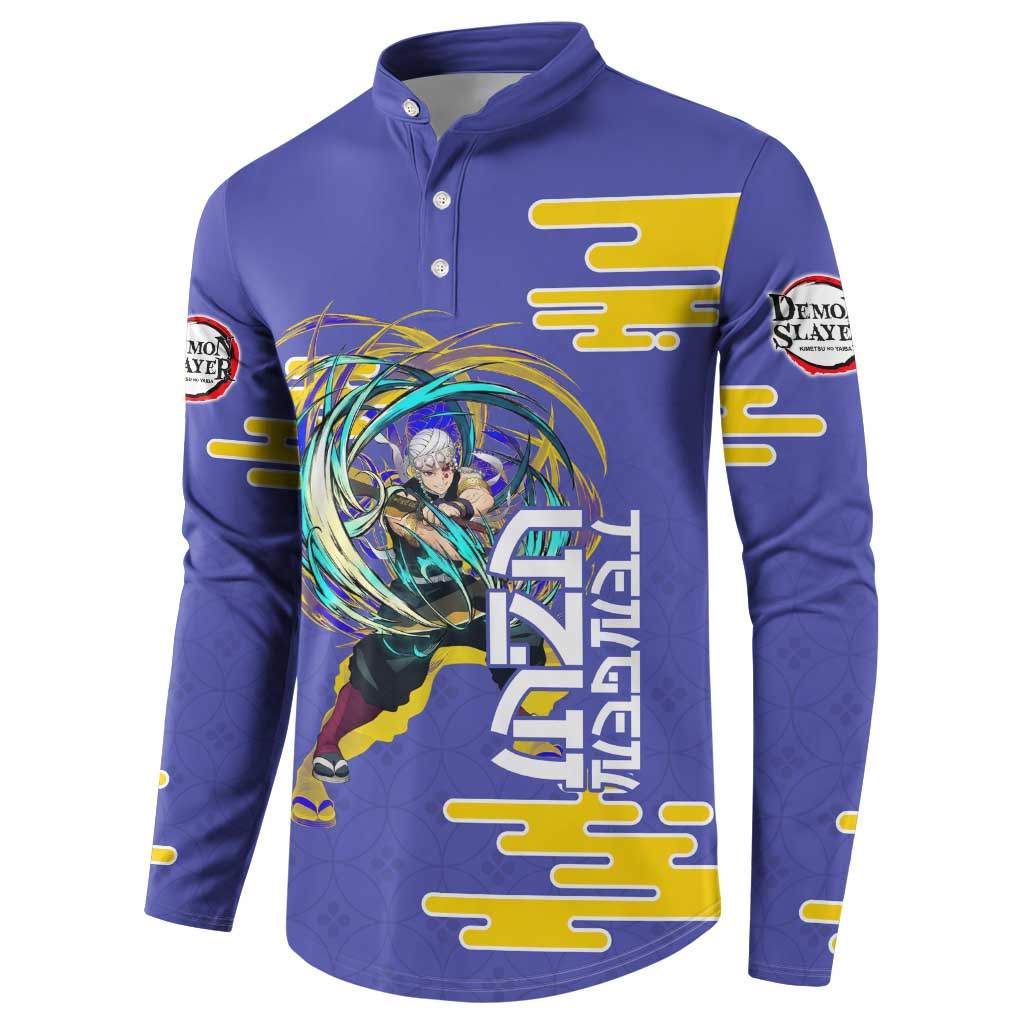 Tengen Uzui Demon Slayer Button Sweatshirt Vibrant Anime Soundwave Style