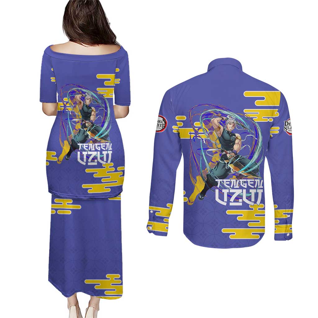 Tengen Uzui Demon Slayer Couples Matching Puletasi and Long Sleeve Button Shirt Vibrant Anime Soundwave Style