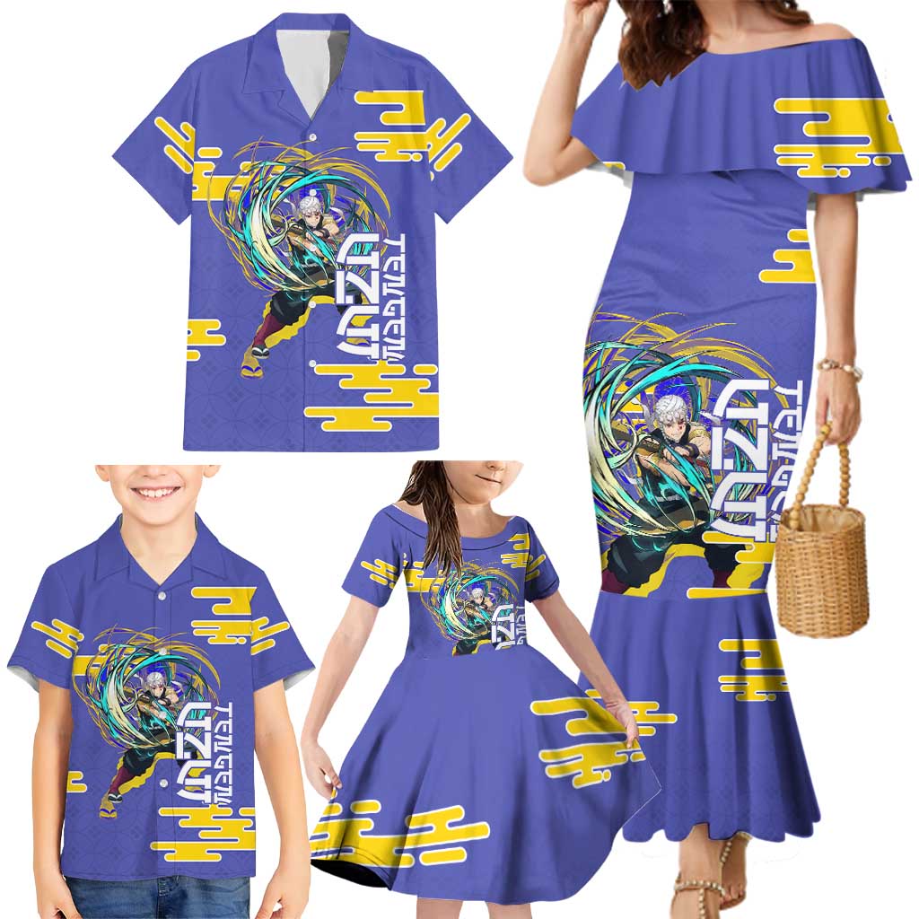 Tengen Uzui Demon Slayer Family Matching Mermaid Dress and Hawaiian Shirt Vibrant Anime Soundwave Style