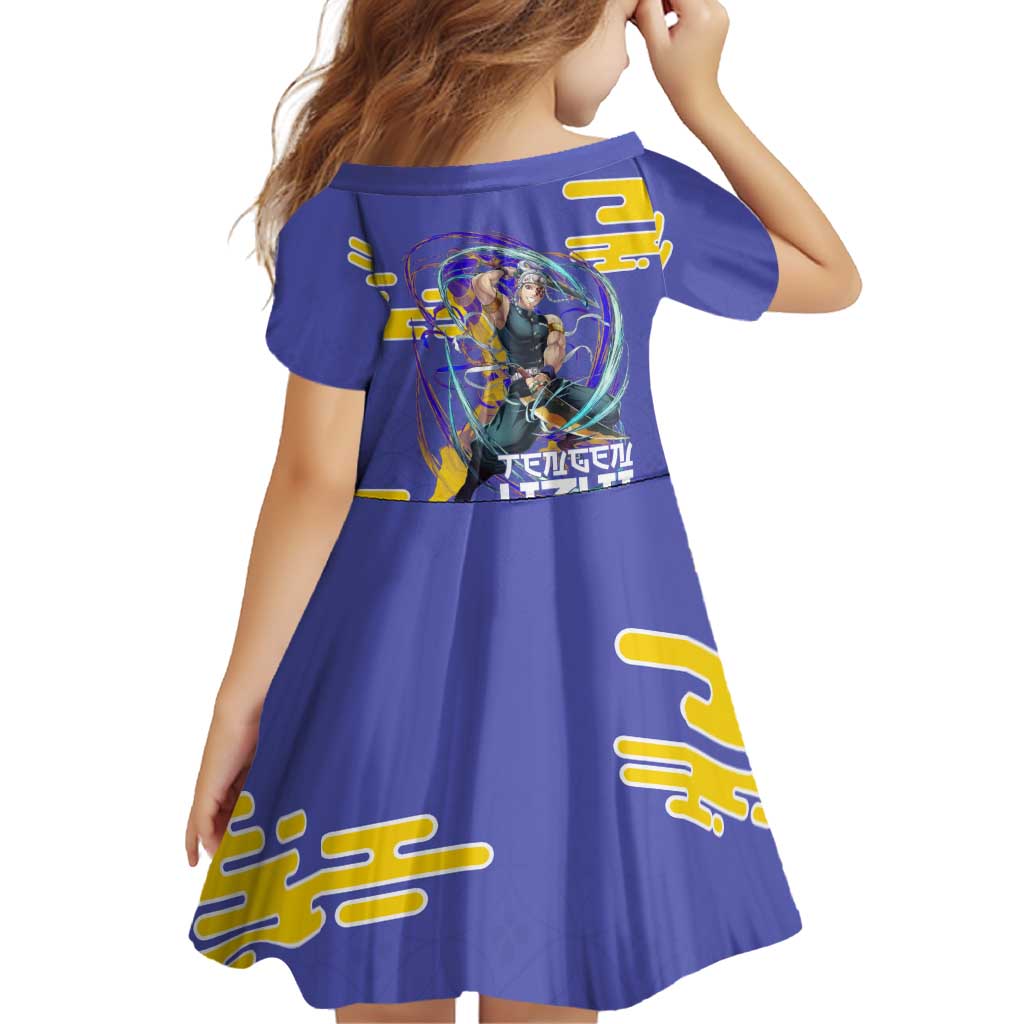 Tengen Uzui Demon Slayer Family Matching Off Shoulder Short Dress and Hawaiian Shirt Vibrant Anime Soundwave Style