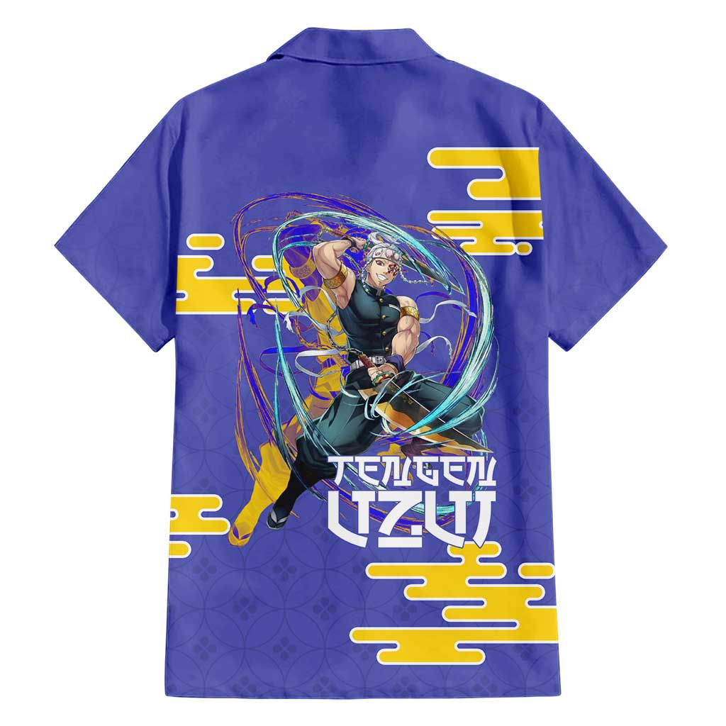 Tengen Uzui Demon Slayer Family Matching Off Shoulder Short Dress and Hawaiian Shirt Vibrant Anime Soundwave Style