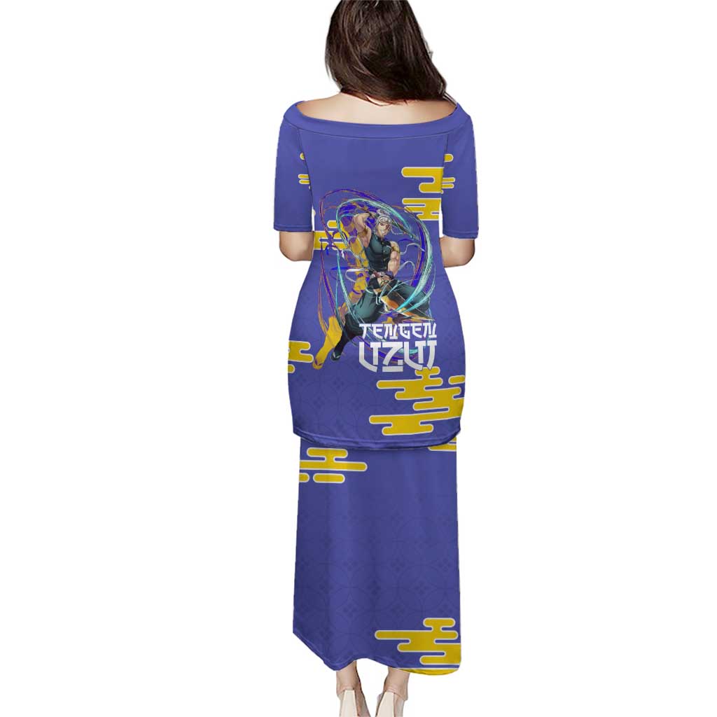 Tengen Uzui Demon Slayer Family Matching Puletasi and Hawaiian Shirt Vibrant Anime Soundwave Style