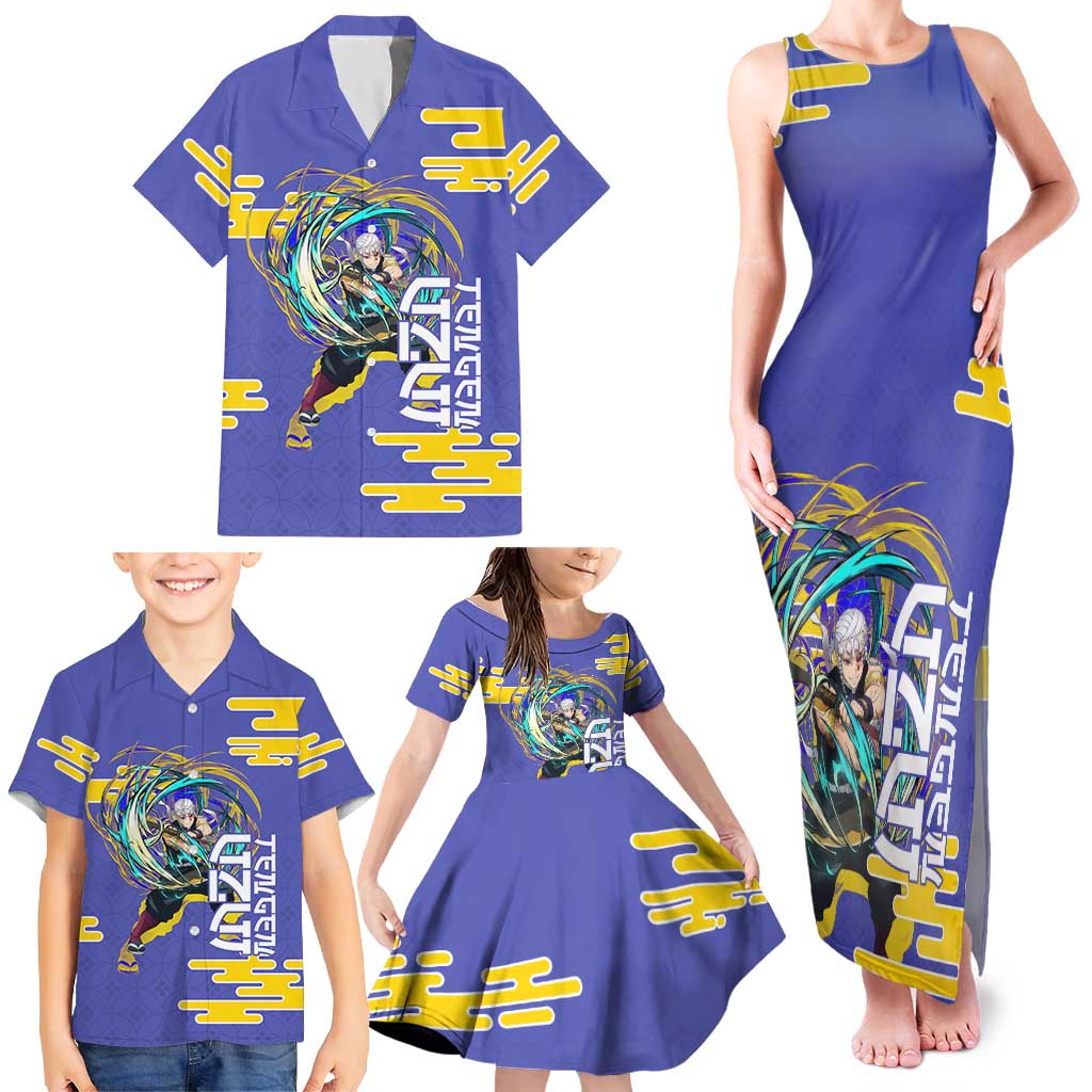 Tengen Uzui Demon Slayer Family Matching Tank Maxi Dress and Hawaiian Shirt Vibrant Anime Soundwave Style