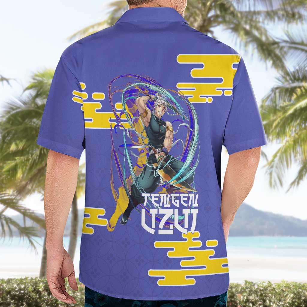 Tengen Uzui Demon Slayer Hawaiian Shirt Vibrant Anime Soundwave Style