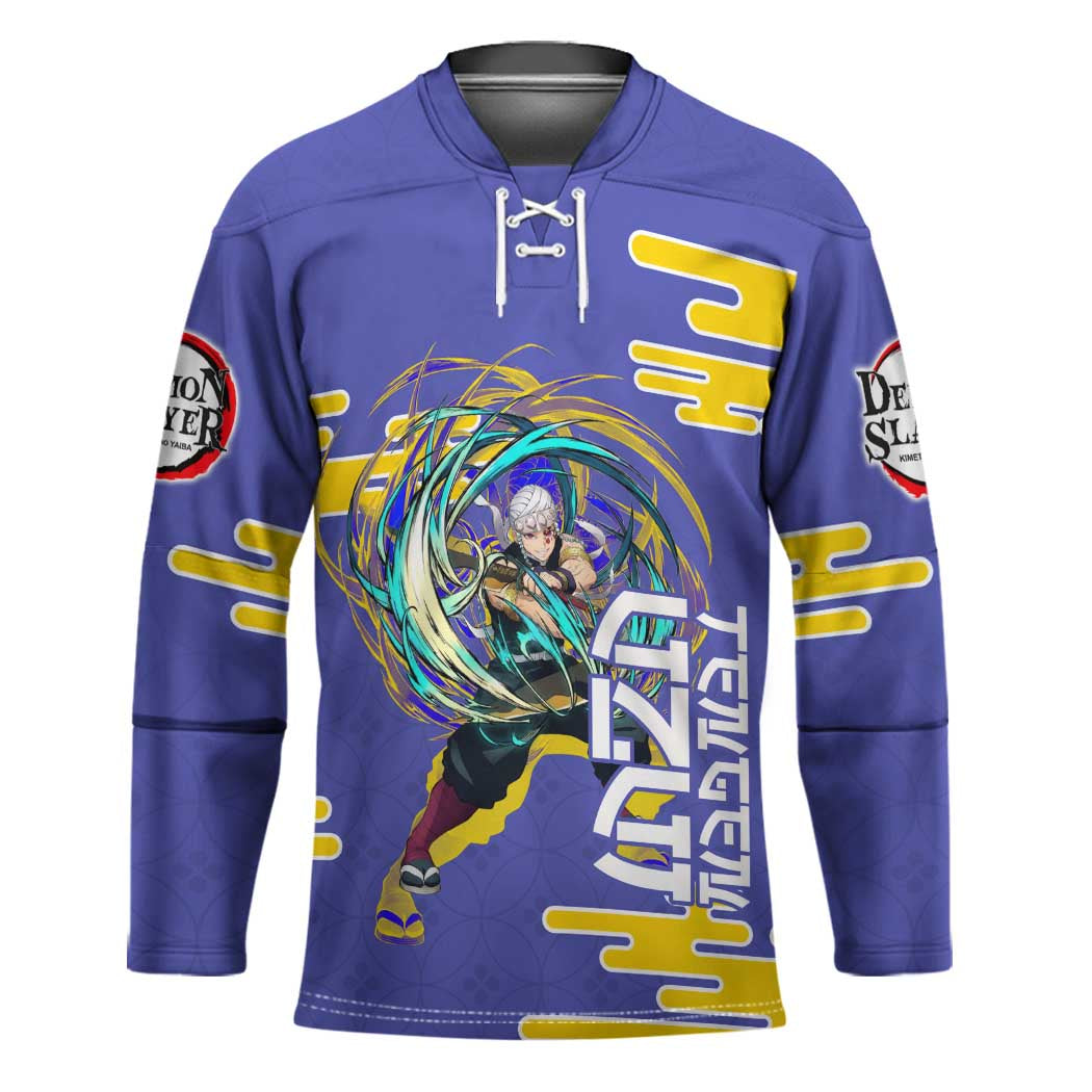 Tengen Uzui Demon Slayer Hockey Jersey Vibrant Anime Soundwave Style