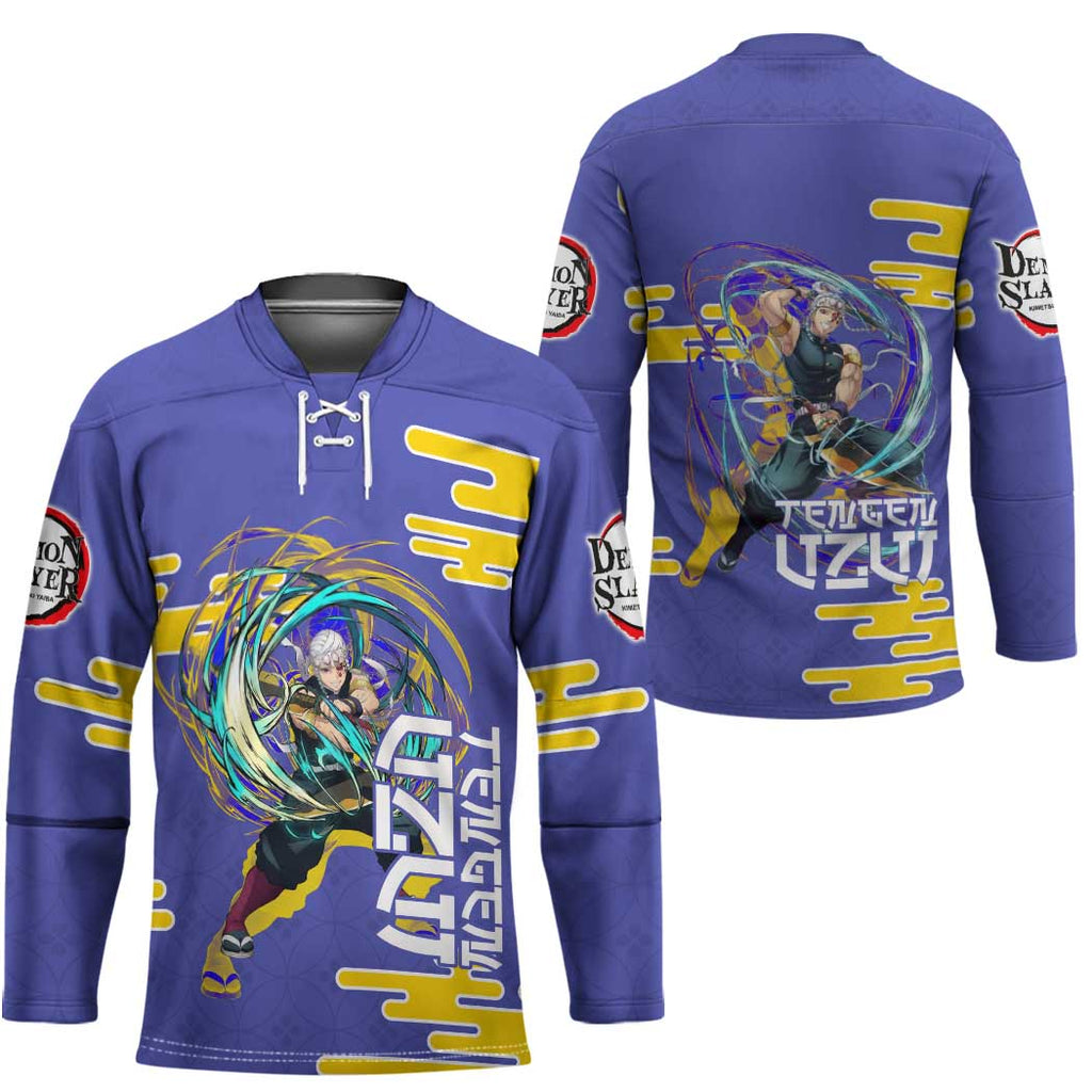 Tengen Uzui Demon Slayer Hockey Jersey Vibrant Anime Soundwave Style