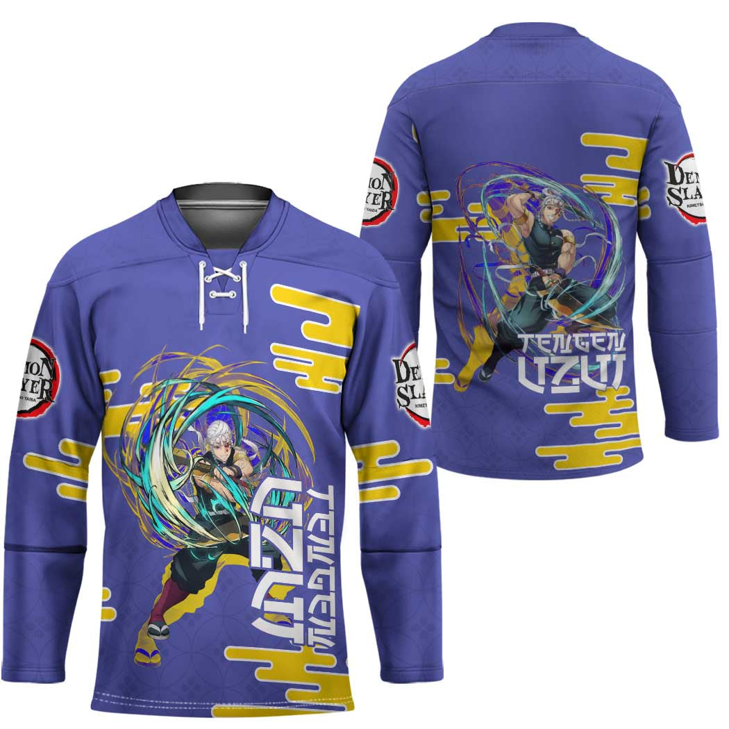 Tengen Uzui Demon Slayer Hockey Jersey Vibrant Anime Soundwave Style
