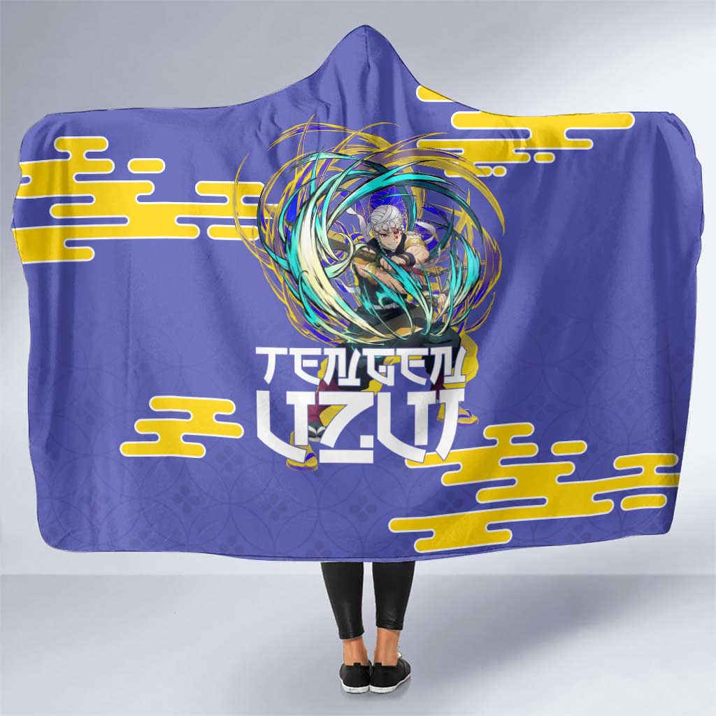 Tengen Uzui Demon Slayer Hooded Blanket Vibrant Anime Soundwave Style