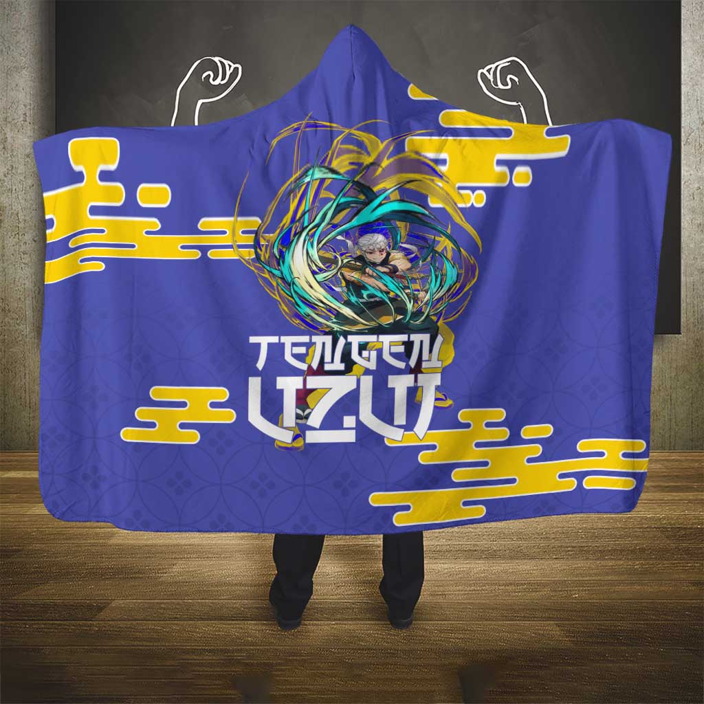 Tengen Uzui Demon Slayer Hooded Blanket Vibrant Anime Soundwave Style