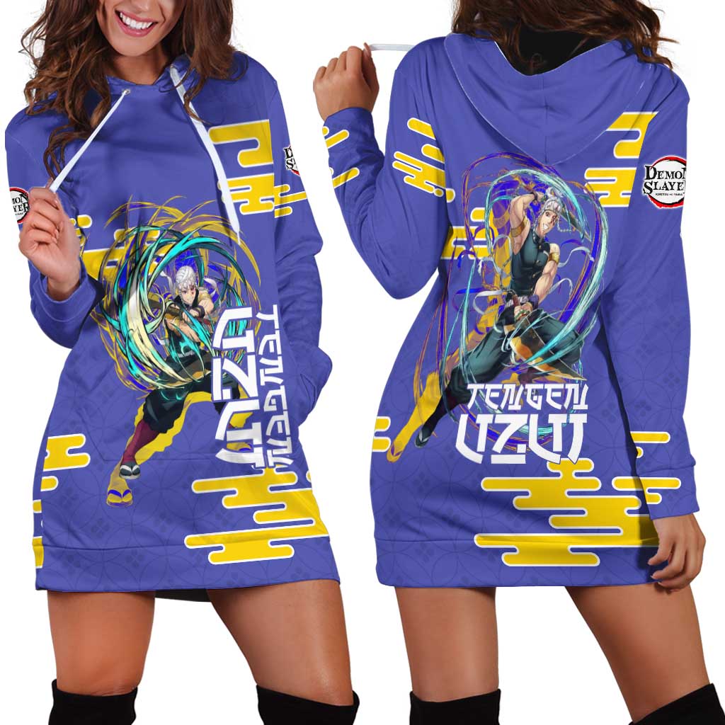 Tengen Uzui Demon Slayer Hoodie Dress Vibrant Anime Soundwave Style