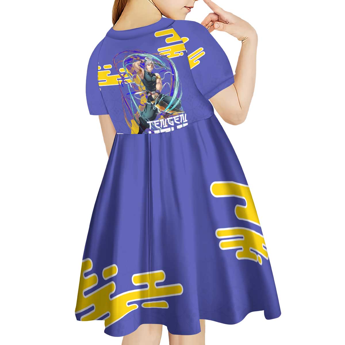 Tengen Uzui Demon Slayer Kid Short Sleeve Dress Vibrant Anime Soundwave Style
