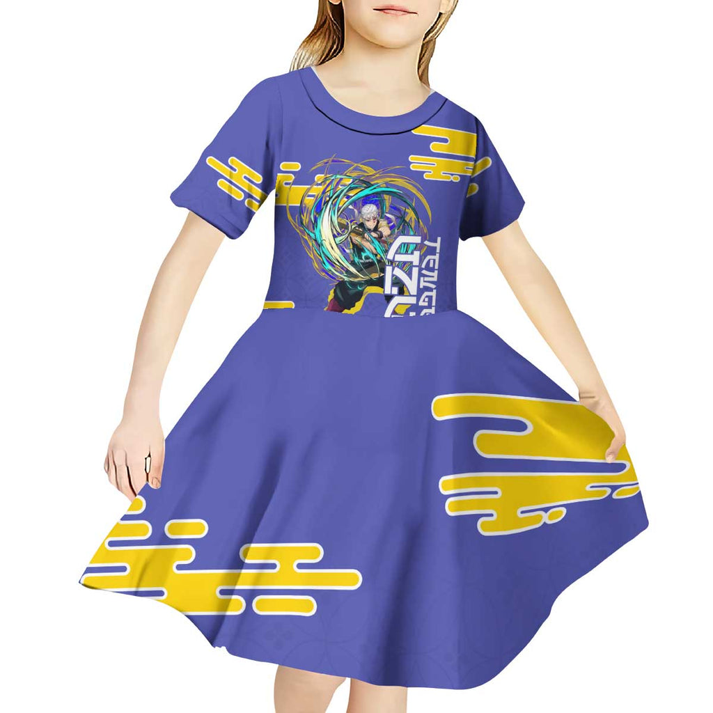 Tengen Uzui Demon Slayer Kid Short Sleeve Dress Vibrant Anime Soundwave Style