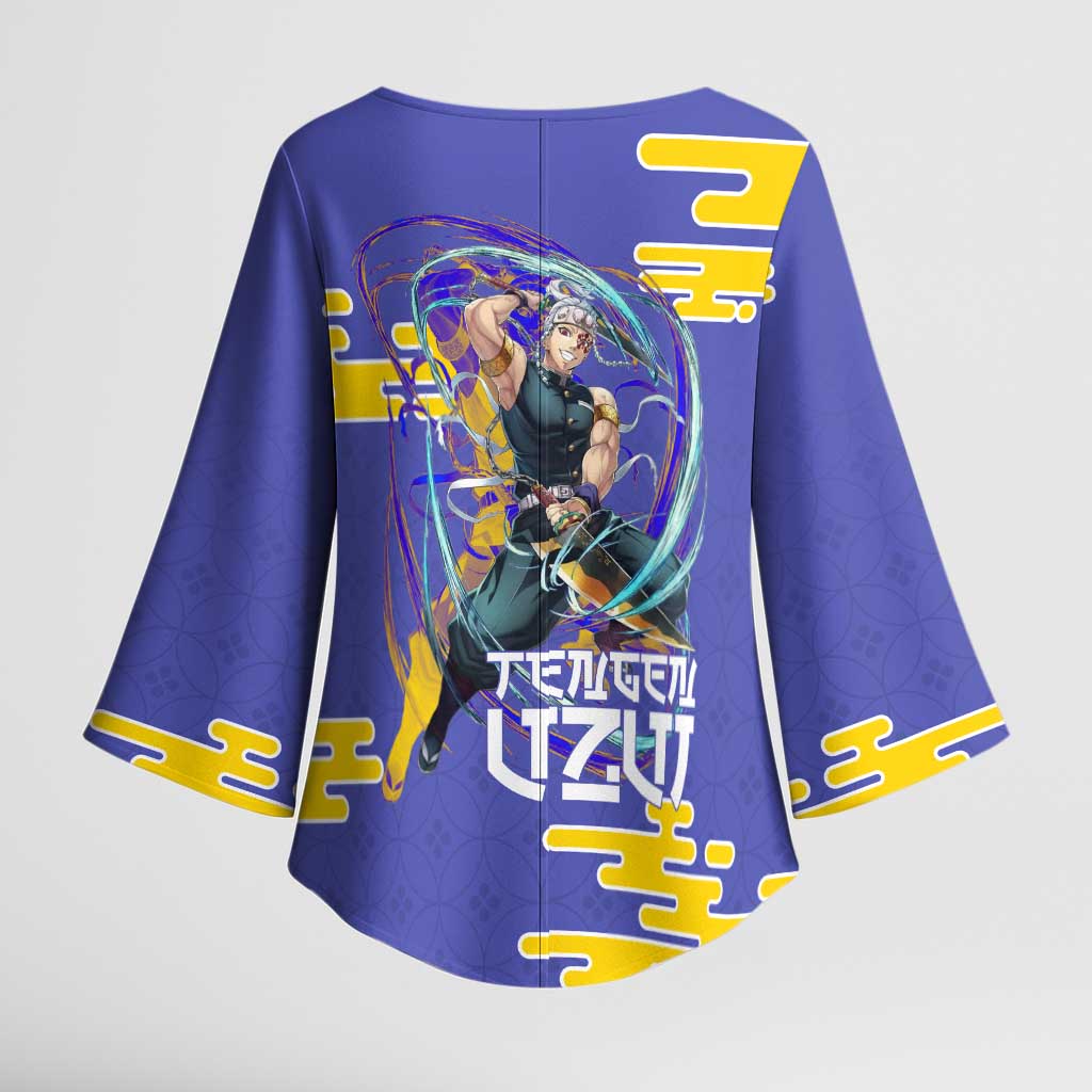 Tengen Uzui Demon Slayer Kimono Sleeve Blouse Vibrant Anime Soundwave Style