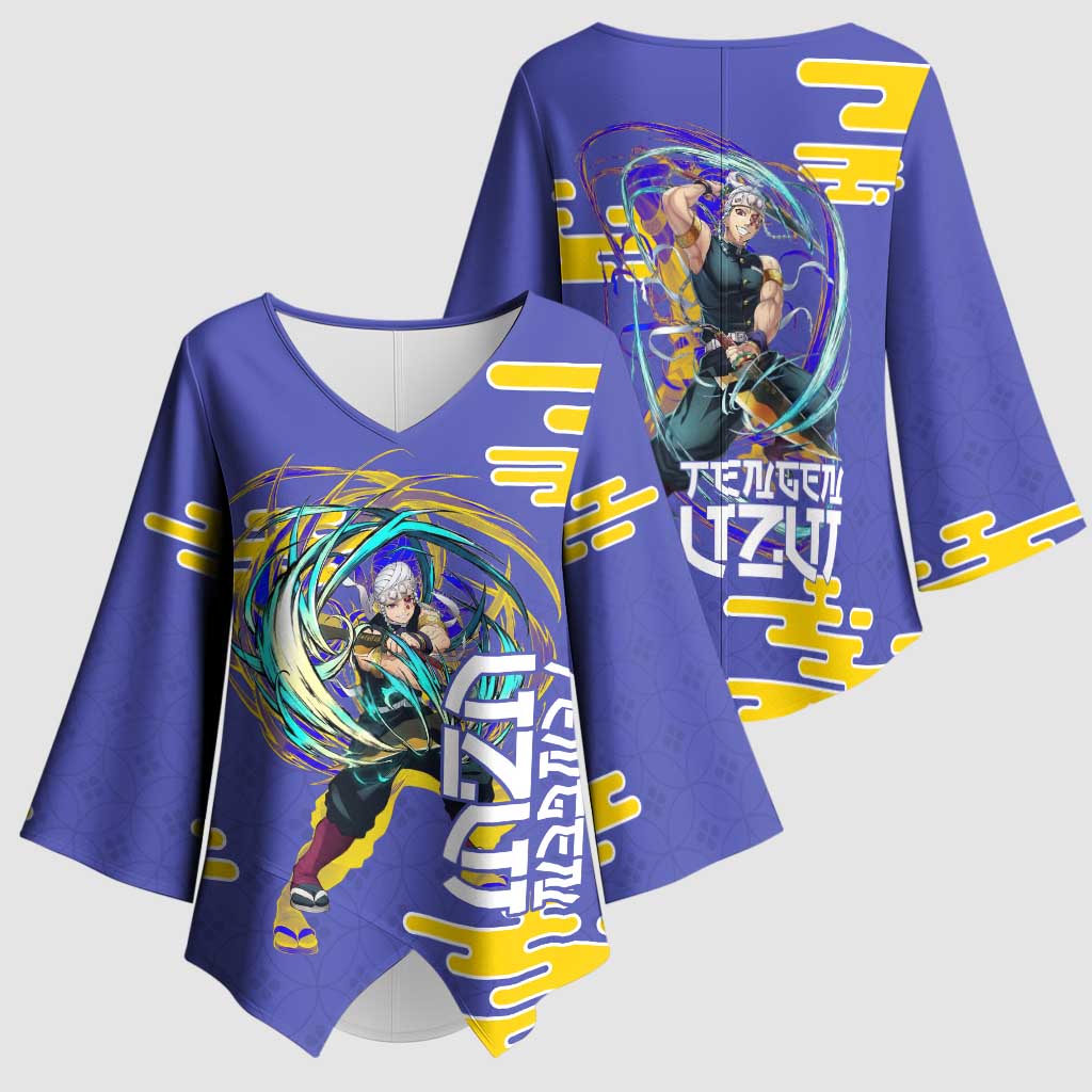 Tengen Uzui Demon Slayer Kimono Sleeve Blouse Vibrant Anime Soundwave Style