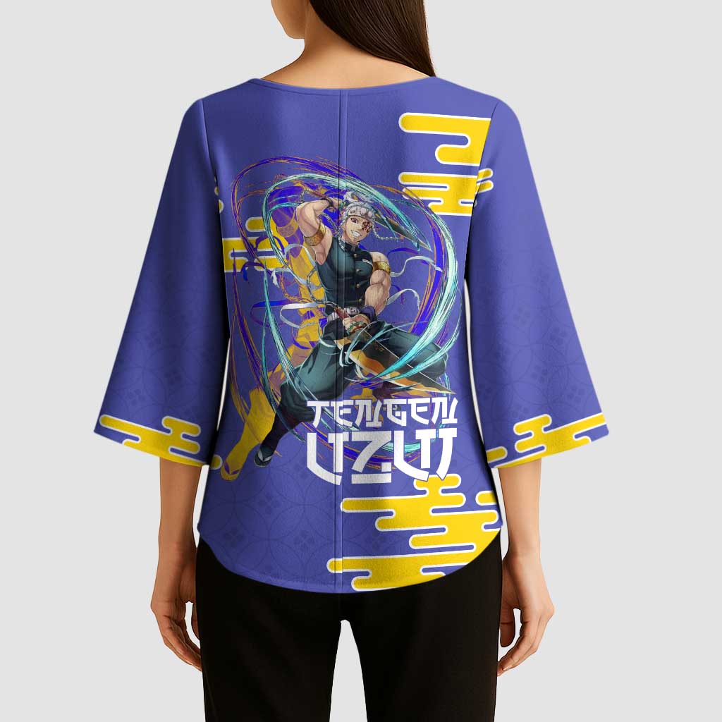 Tengen Uzui Demon Slayer Kimono Sleeve Blouse Vibrant Anime Soundwave Style