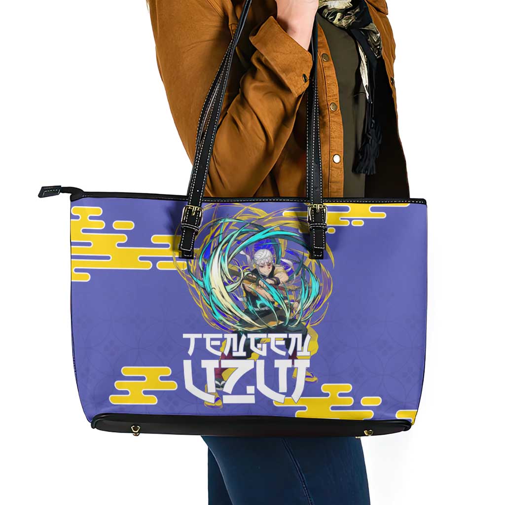 Tengen Uzui Demon Slayer Leather Tote Bag Vibrant Anime Soundwave Style