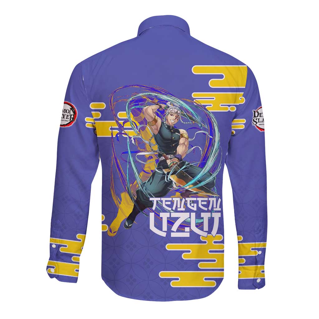 Tengen Uzui Demon Slayer Long Sleeve Button Shirt Vibrant Anime Soundwave Style