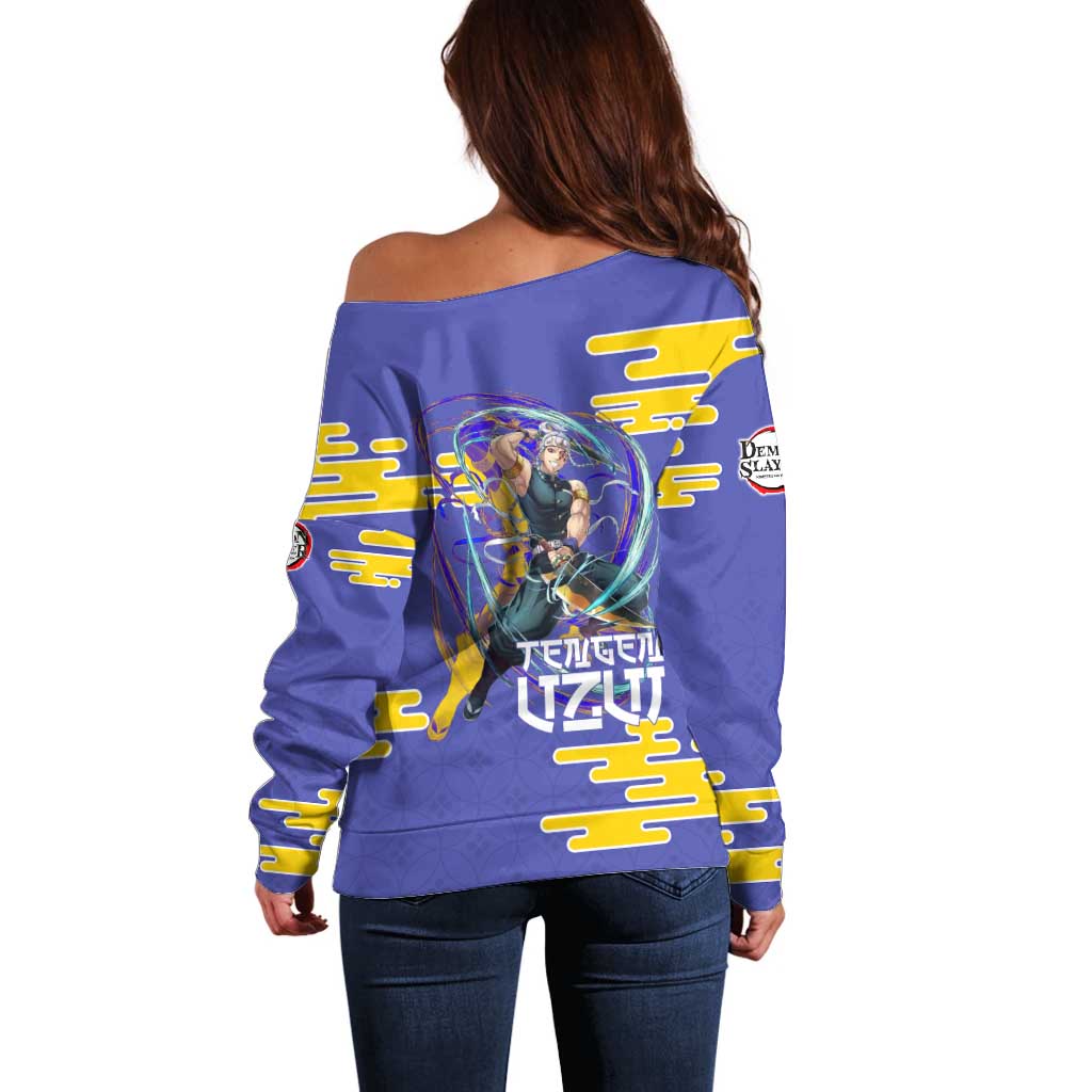 Tengen Uzui Demon Slayer Off Shoulder Sweater Vibrant Anime Soundwave Style