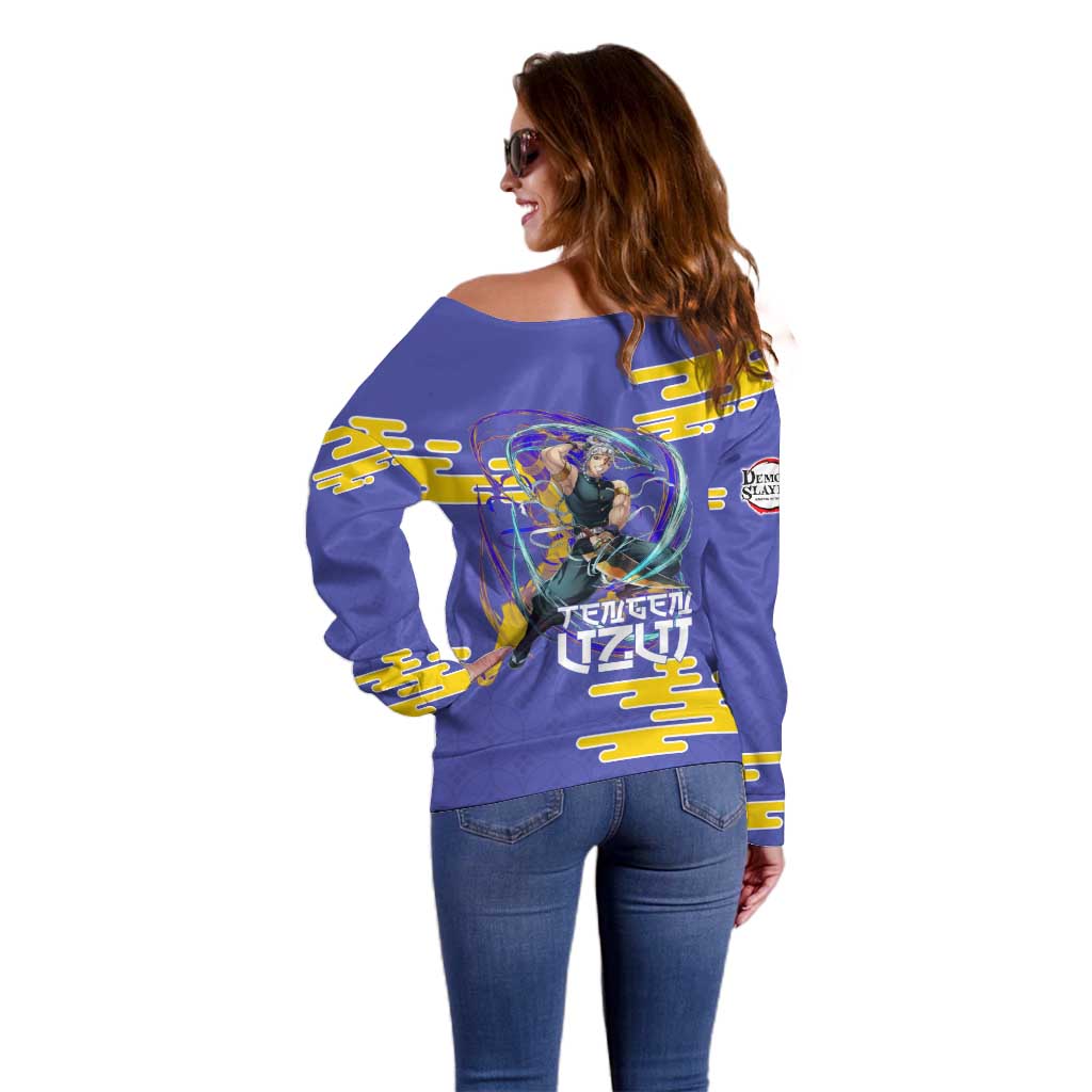 Tengen Uzui Demon Slayer Off Shoulder Sweater Vibrant Anime Soundwave Style