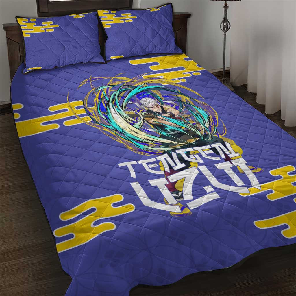 Tengen Uzui Demon Slayer Quilt Bed Set Vibrant Anime Soundwave Style