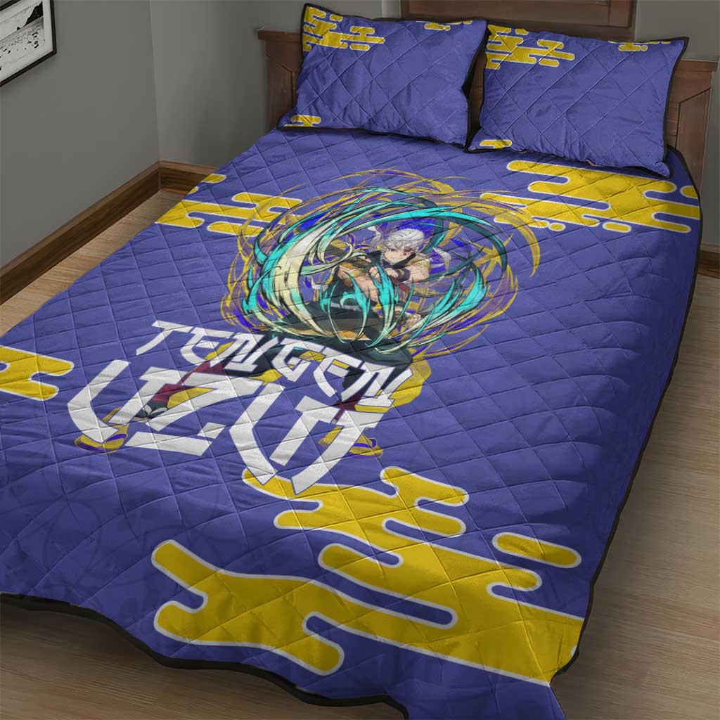 Tengen Uzui Demon Slayer Quilt Bed Set Vibrant Anime Soundwave Style