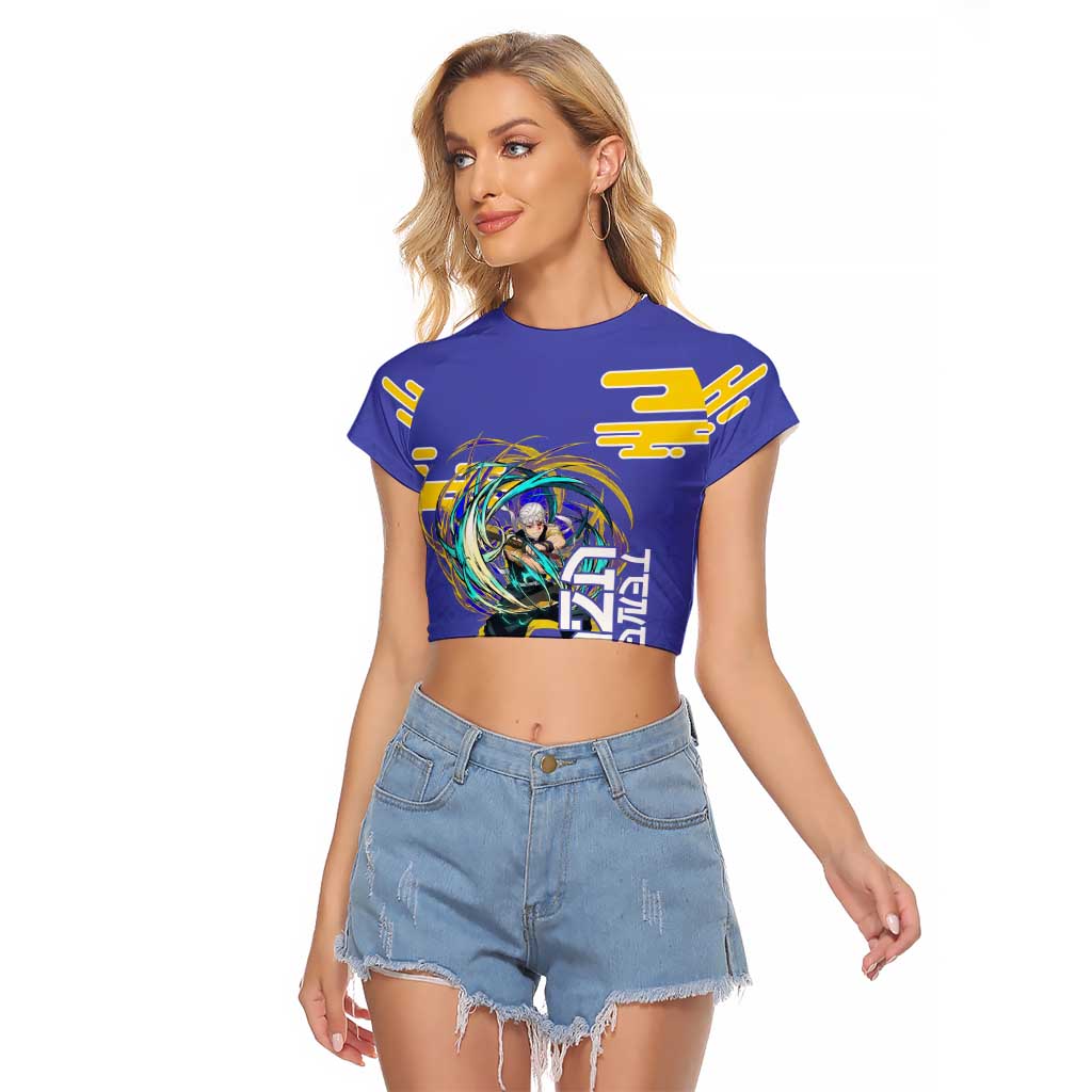 Tengen Uzui Demon Slayer Raglan Cropped T Shirt Vibrant Anime Soundwave Style