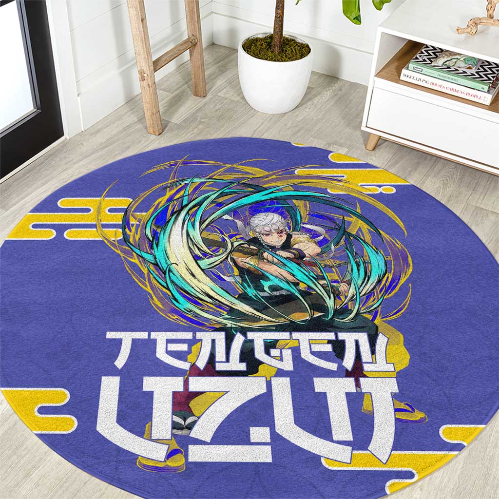 Tengen Uzui Demon Slayer Round Carpet Vibrant Anime Soundwave Style