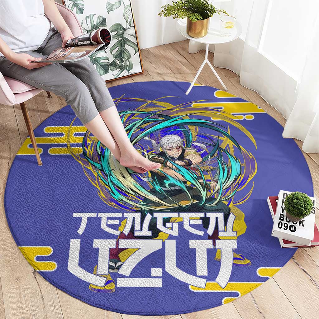 Tengen Uzui Demon Slayer Round Carpet Vibrant Anime Soundwave Style